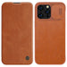Nillkin Qin Leather Pro Case iPhone 14 Pro Max Camera Cover Holster Cover Flip Case Brown - Cell phone cases