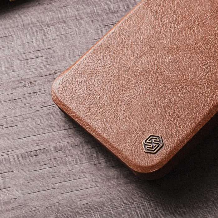Nillkin Qin Leather Pro Case iPhone 14 Pro Max Camera Cover Holster Cover Flip Case Brown - Cell phone cases