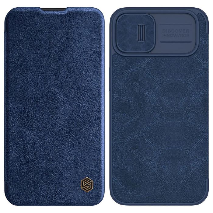 Nillkin Qin Leather Pro Case iPhone 14 Plus Camera Cover Holster Cover Flip Case Blue - Cell phone cases