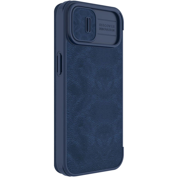 Nillkin Qin Leather Pro Case iPhone 14 Plus Camera Cover Holster Cover Flip Case Blue - Cell phone cases