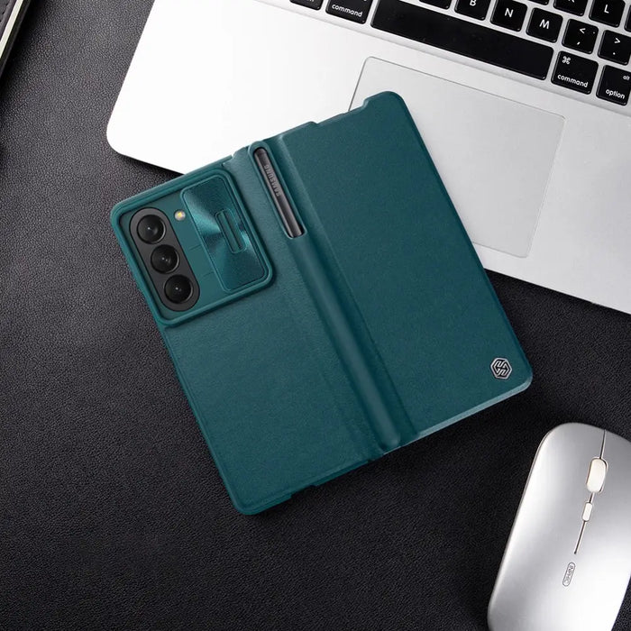 Nillkin Qin Leather Pro Leather Case with Camera Protector for Samsung Galaxy Z Fold 5 - Black - Cell phone cases