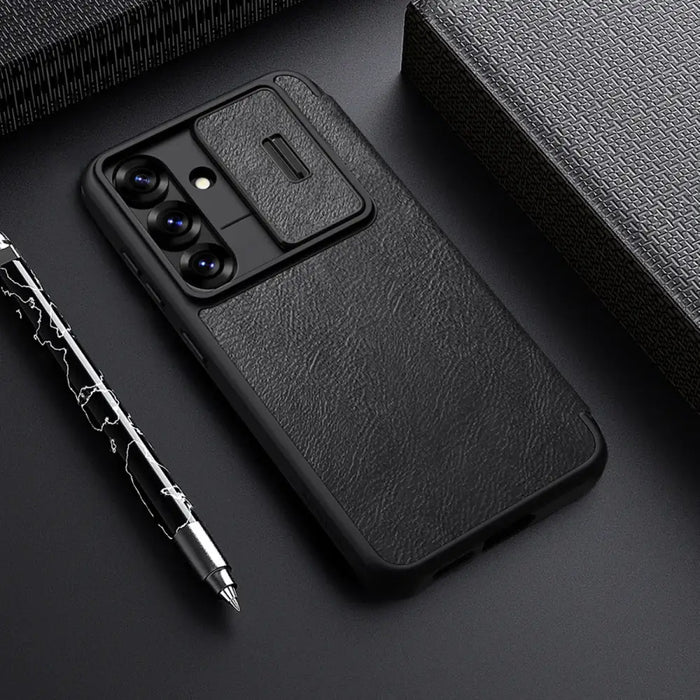 Nillkin Qin Pro Case for Samsung Galaxy S25 with Flip and Camera Cover - Black - Cell phone cases and covers<<<HurtelXML