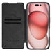 Nillkin Qin Prop Leather Case with Camera Cover and Stand for iPhone 16 Pro Max - Black - Cell phone cases