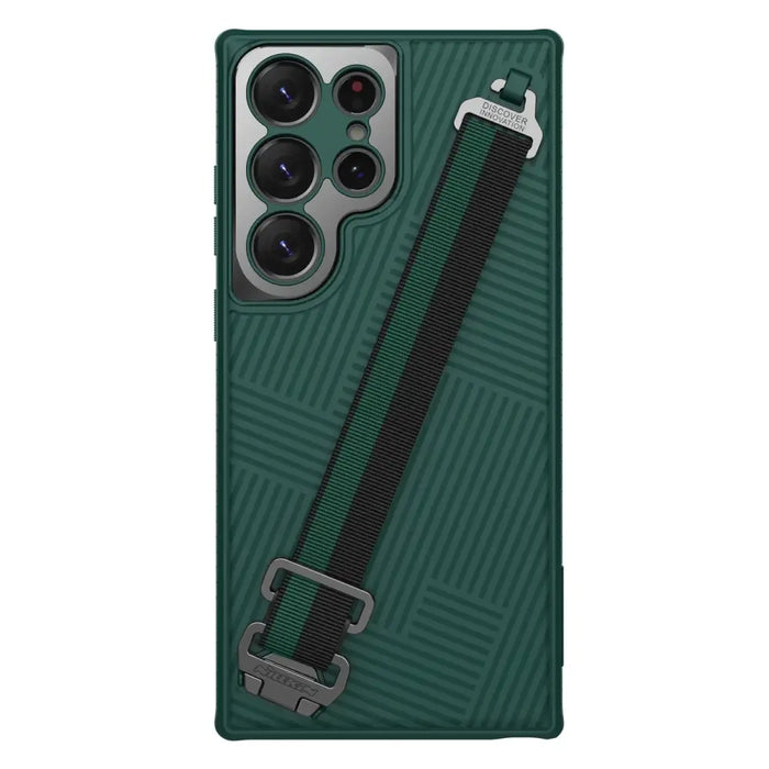 Nillkin Strap Case Case for Samsung Galaxy S23 Ultra Armored Cover with Wrist Strap Green - Cell phone cases