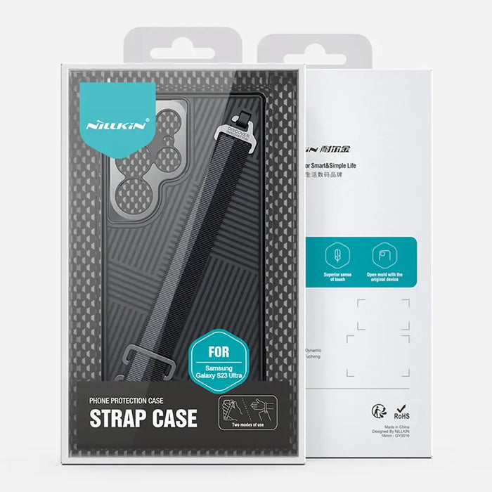 Nillkin Strap Case Case for Samsung Galaxy S23 Ultra Armored Cover with Wrist Strap Black - Cell phone cases