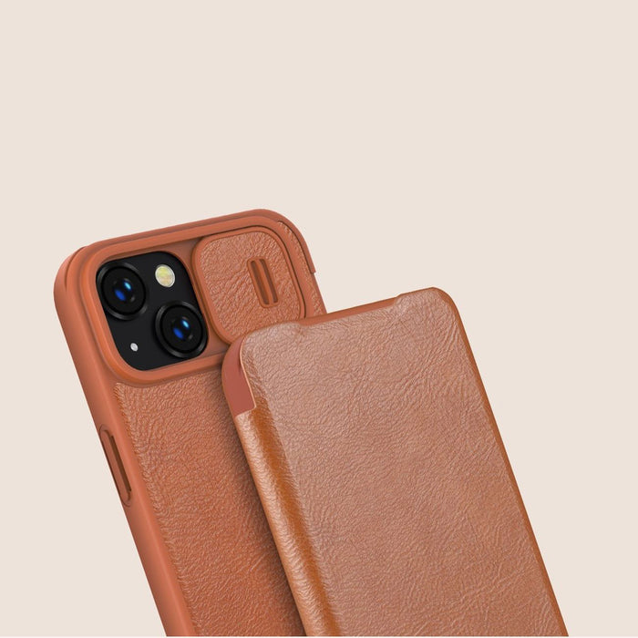 Nillkin Qin Leather Pro Case iPhone 14 Plus Camera Cover Holster Cover Flip Case Black