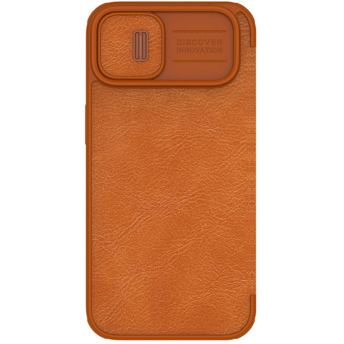 Nillkin Qin Leather Pro Case iPhone 14 Plus Camera Cover Holster Cover Flip Case Brown
