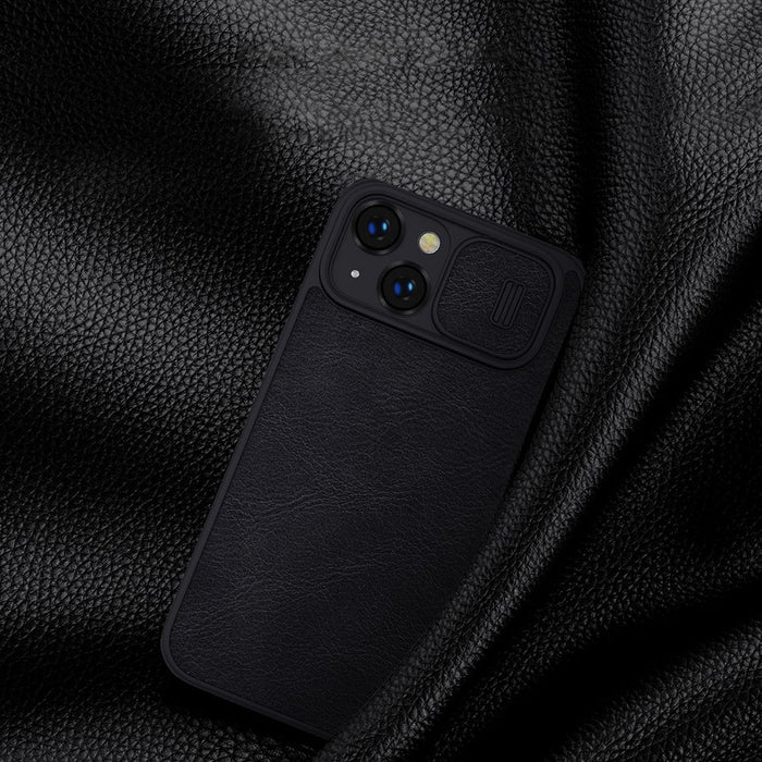Nillkin Qin Leather Pro Case iPhone 14 Plus Camera Cover Holster Cover Flip Case Brown