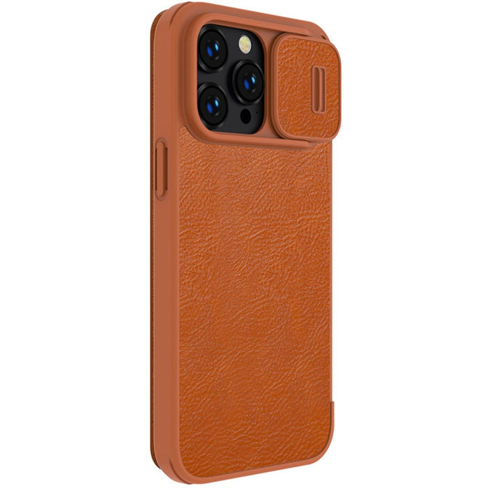 Nillkin Qin Leather Pro Case iPhone 14 Pro Max Camera Cover Holster Cover Flip Case Brown