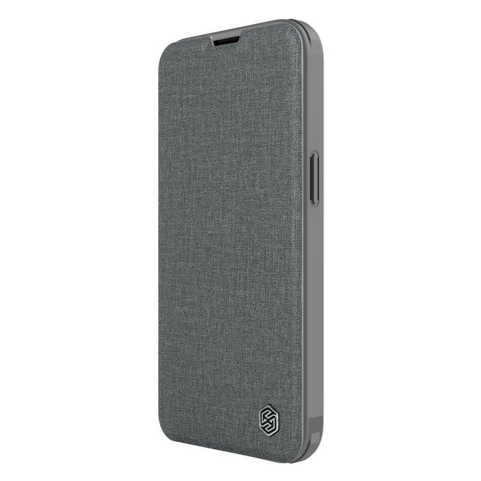 Nillkin Qin Cloth Pro Case Case for iPhone 14 Plus Camera Cover Holster Cover Flip Case Gray