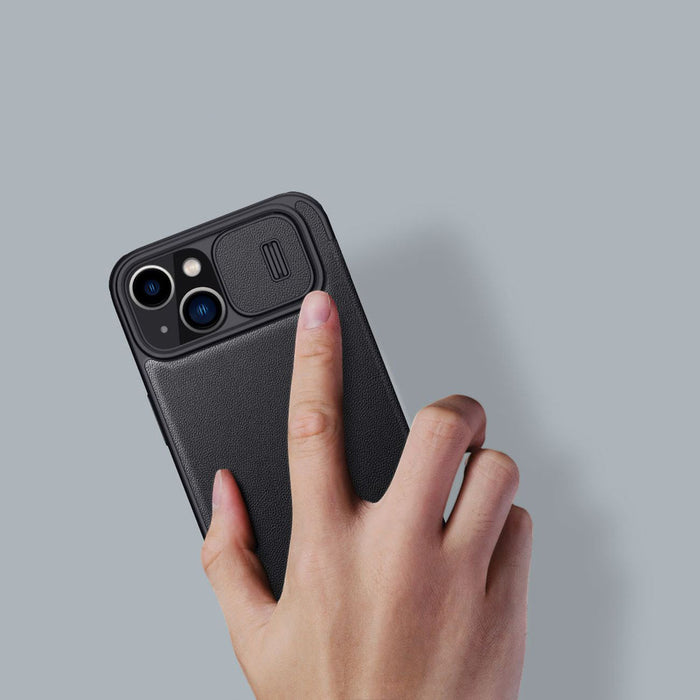 Nillkin Qin Cloth Pro Case Case for iPhone 14 Plus Camera Cover Holster Cover Flip Case Gray