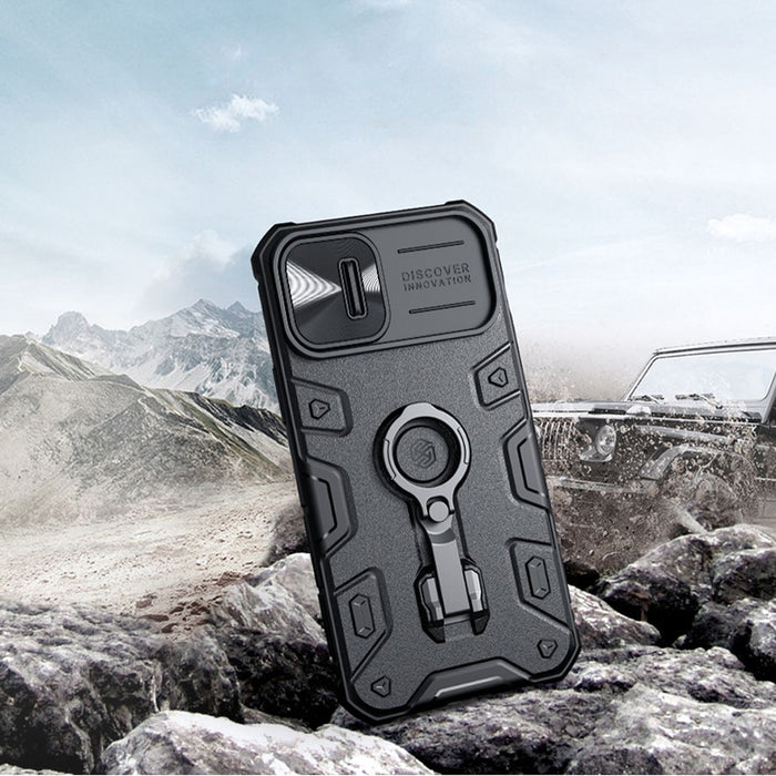 Nillkin CamShield Armor Pro Case iPhone 14 Plus case armored cover with camera cover ring stand black