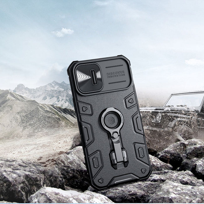 Nillkin CamShield Armor Pro Magnetic Case iPhone 14 Plus MagSafe armored cover stand ring black