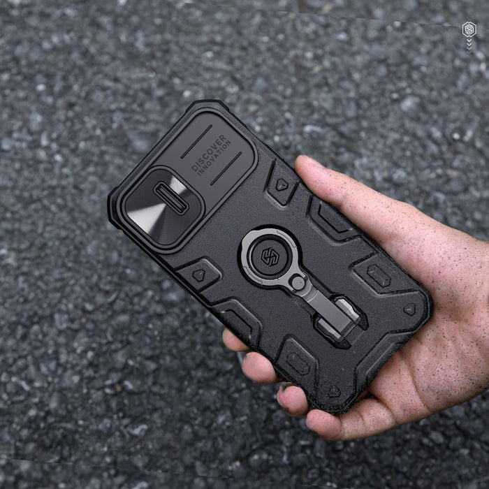 Nillkin CamShield Armor Pro Magnetic Case iPhone 14 Plus MagSafe armored cover stand ring black