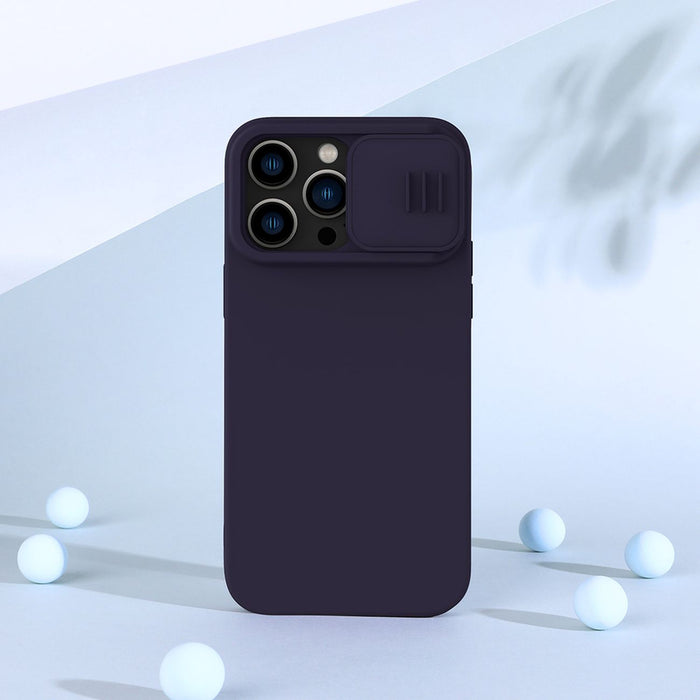 Nillkin CamShield Silky Silicone Case iPhone 14 Pro Max Silicone Cover with Camera Protector Blue