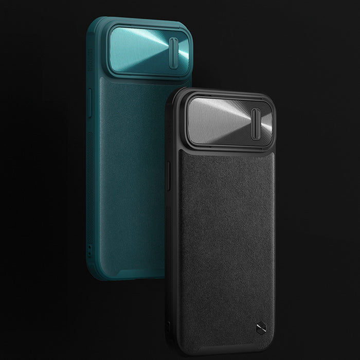 Nillkin CamShield Leather S Case iPhone 14 Plus case with camera cover blue