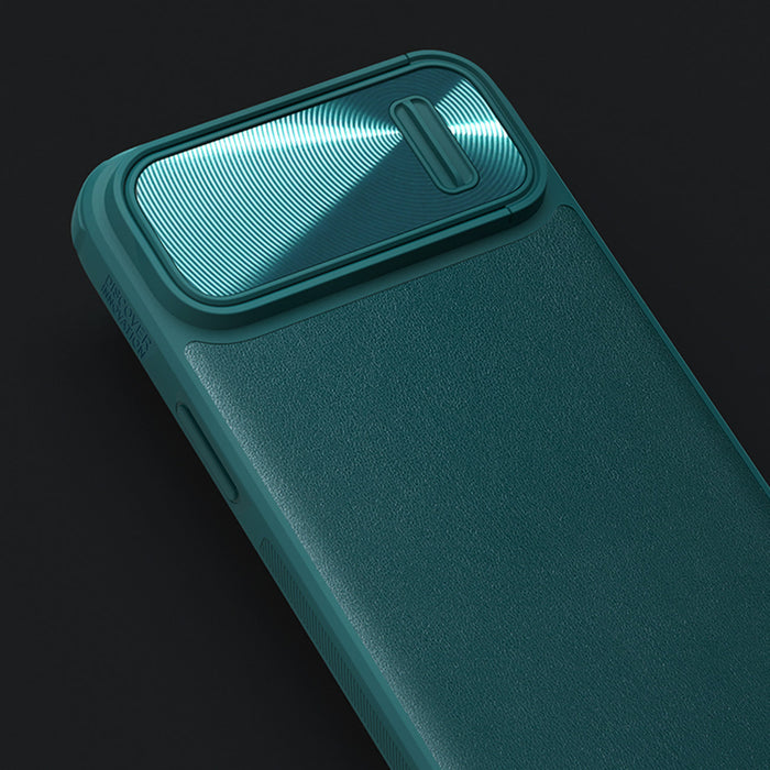 Nillkin CamShield Leather S Case iPhone 14 Plus case cover with camera cover green