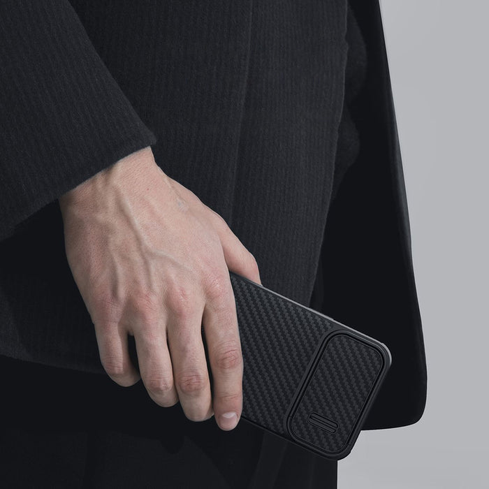 Nillkin Synthetic Fiber S Case iPhone 14 case with camera cover, black