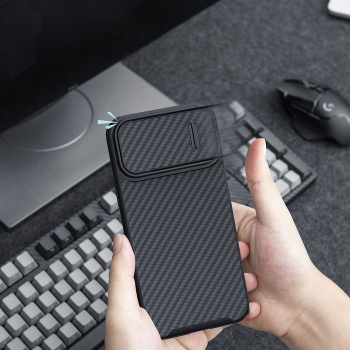 Nillkin Synthetic Fiber S Case iPhone 14 Pro case with camera cover, black