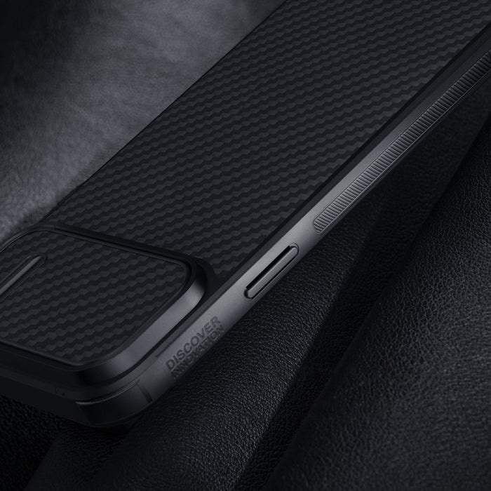 Nillkin Synthetic Fiber S Case iPhone 14 Plus case with camera cover, black