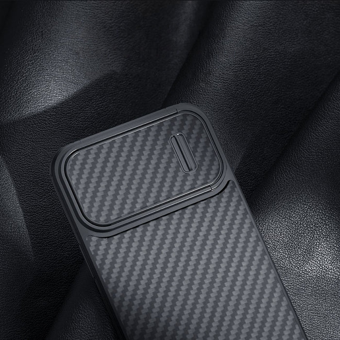 Nillkin Synthetic Fiber S Case iPhone 14 Plus case with camera cover, black