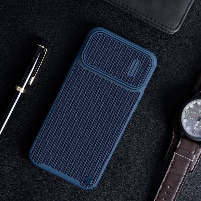 Nillkin Textured S Case for iPhone 14, armored cover with camera cover, blue