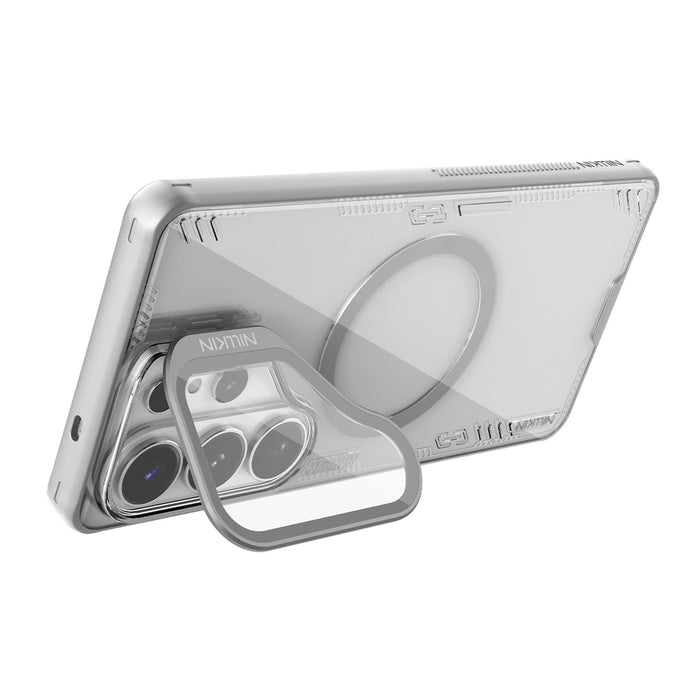 Nillkin Iceblade Prop Magnetic Case with Camera Cover and Stand Compatible with MagSafe for Samsung Galaxy S26 Ultra - Transparent Gray