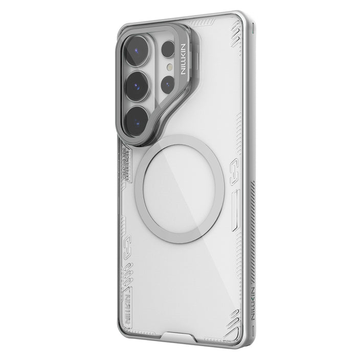 Nillkin Iceblade Prop Magnetic Case with Camera Cover and Stand Compatible with MagSafe for Samsung Galaxy S26 Ultra - Transparent Gray