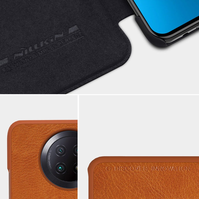 Nillkin Qin leather holster case for Xiaomi Redmi Note 9T 5G brown