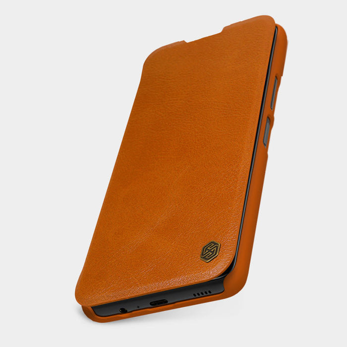 Nillkin Qin Case Case for Xiaomi Redmi Note 11T 5G / Note 11S 5G / Note 11 5G (China) / Poco M4 Pro 5G Camera Cover Holster Cover Flip Case Brown