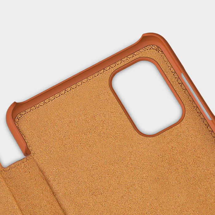 Nillkin Qin Case Case for Xiaomi Redmi Note 11 Pro+ (China) / Redmi Note 11 Pro (China) / Mi11i HyperCharge Camera Protector Holster Cover Flip Case Brown