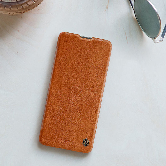 Nillkin Qin Case Case for Xiaomi Redmi Note 11 Pro+ (China) / Redmi Note 11 Pro (China) / Mi11i HyperCharge Camera Protector Holster Cover Flip Case Brown