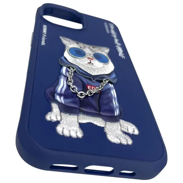 Nimmy Glasses Cool Cat Case for iPhone 15 - Blue - Cell phone cases and covers<<<HurtelXML