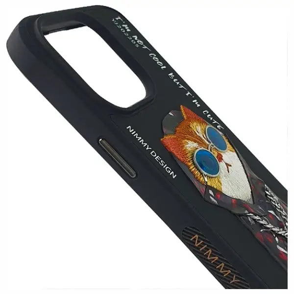 Nimmy Glasses Cool Cat Case for iPhone 15 Pro - Black - Cell phone cases and covers<<<HurtelXML