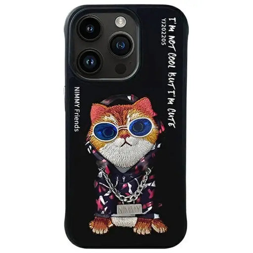 Nimmy Glasses Cool Cat Case for iPhone 15 Pro - Black - Cell phone cases and covers<<<HurtelXML
