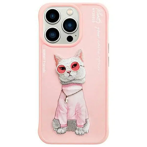 Nimmy Glasses Cool Cat Case for iPhone 15 Pro Max - Pink - Cell phone cases and covers<<<HurtelXML