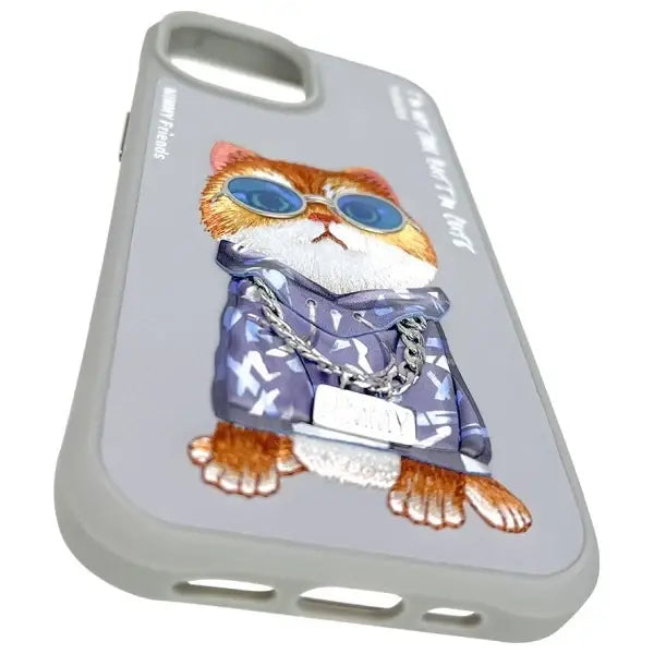 Nimmy Glasses Cool Cat iPhone 15 Case - Gray - Cell phone cases and covers<<<HurtelXML