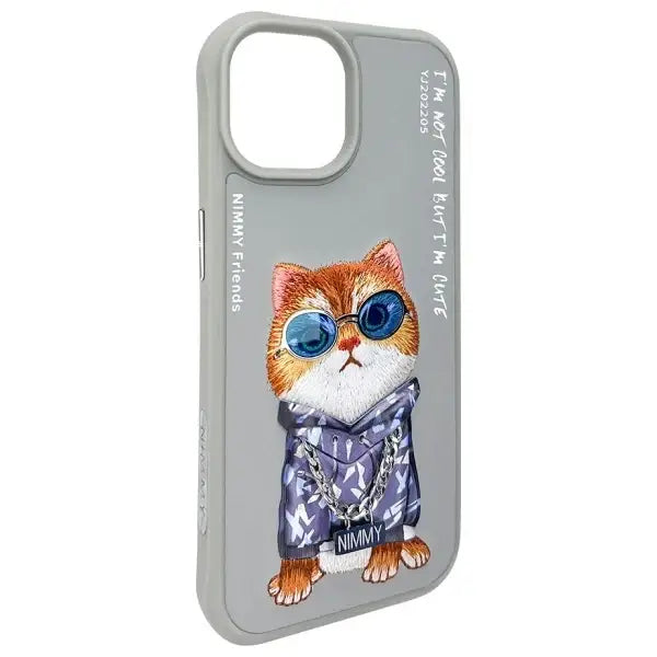 Nimmy Glasses Cool Cat iPhone 15 Case - Gray - Cell phone cases and covers<<<HurtelXML