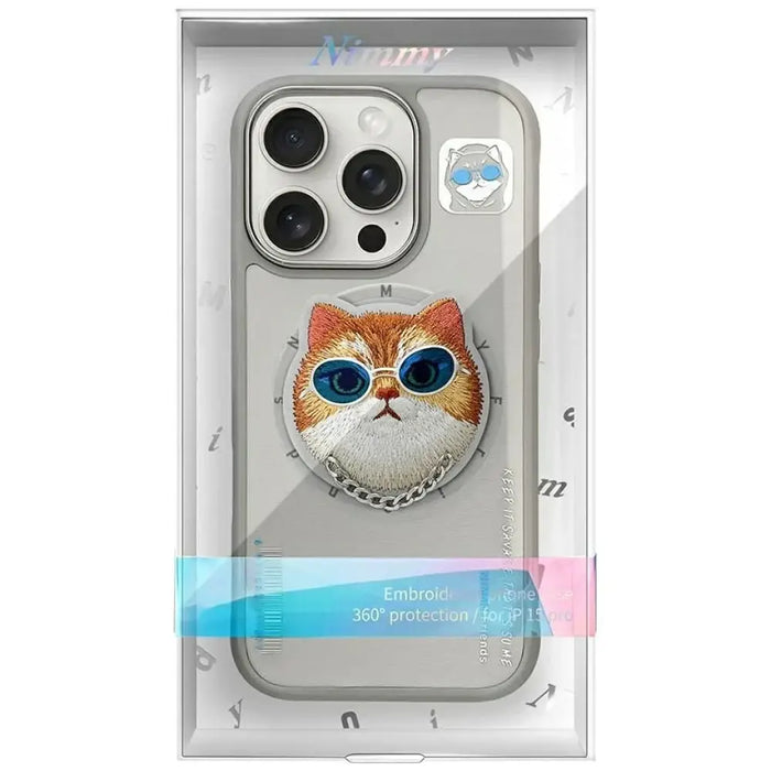 Nimmy Glasses Cool Cat MagSafe Case for iPhone 16 Pro - Gray - Cell phone cases and covers<<<HurtelXML