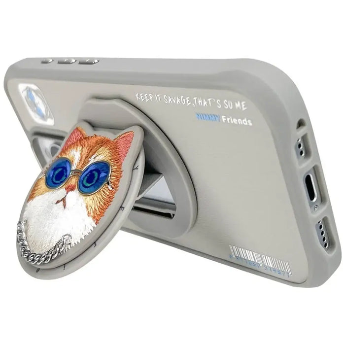 Nimmy Glasses Cool Cat MagSafe Case for iPhone 16 Pro - Gray - Cell phone cases and covers<<<HurtelXML