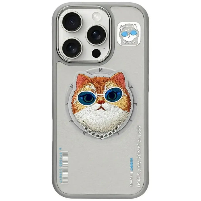 Nimmy Glasses Cool Cat MagSafe Case for iPhone 16 Pro - Gray - Cell phone cases and covers<<<HurtelXML