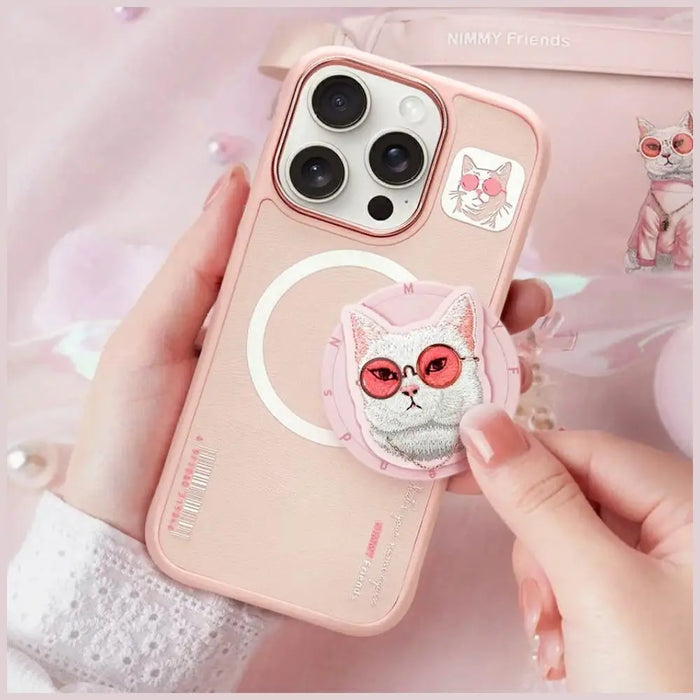 Nimmy Glasses Cool Cat MagSafe Case for iPhone 16 Pro - Pink - Cell phone cases and covers<<<HurtelXML