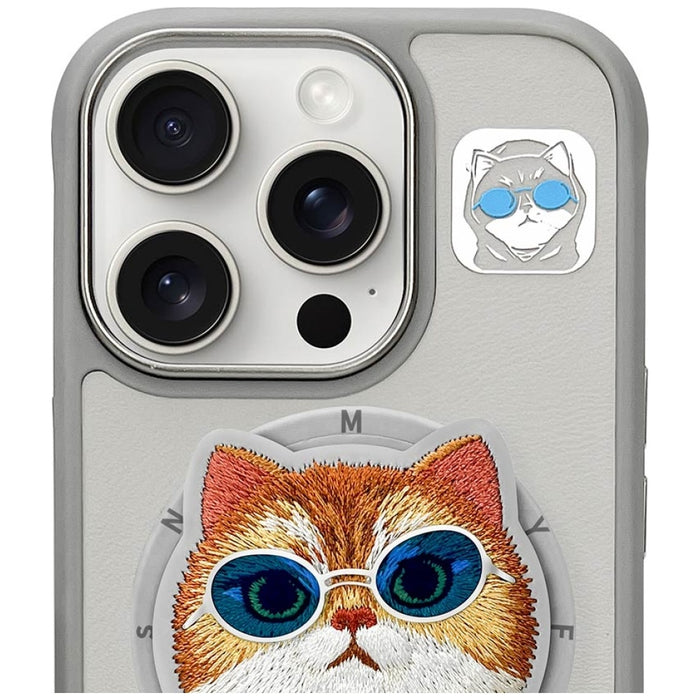 Nimmy Glasses Cool Cat MagSafe Case for iPhone 16 Pro - Gray