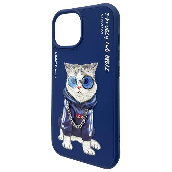 Nimmy Glasses Cool Cat Case for iPhone 15 - Blue