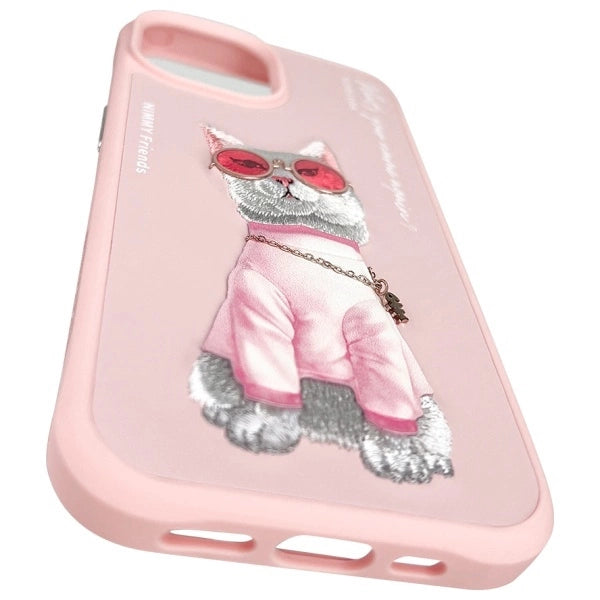 Nimmy Glasses Cool Cat iPhone 15 Case - Pink