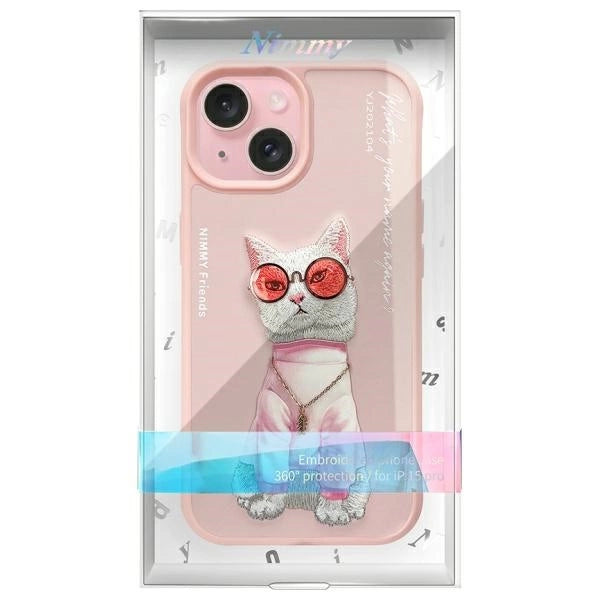 Nimmy Glasses Cool Cat iPhone 15 Case - Pink