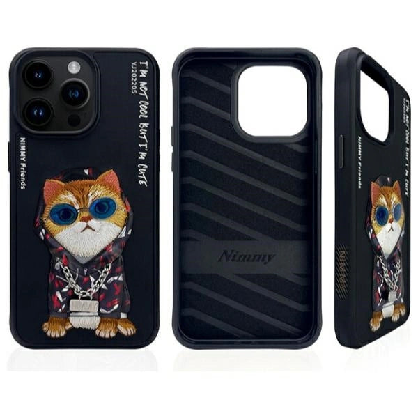 Nimmy Glasses Cool Cat Case for iPhone 15 Pro - Black
