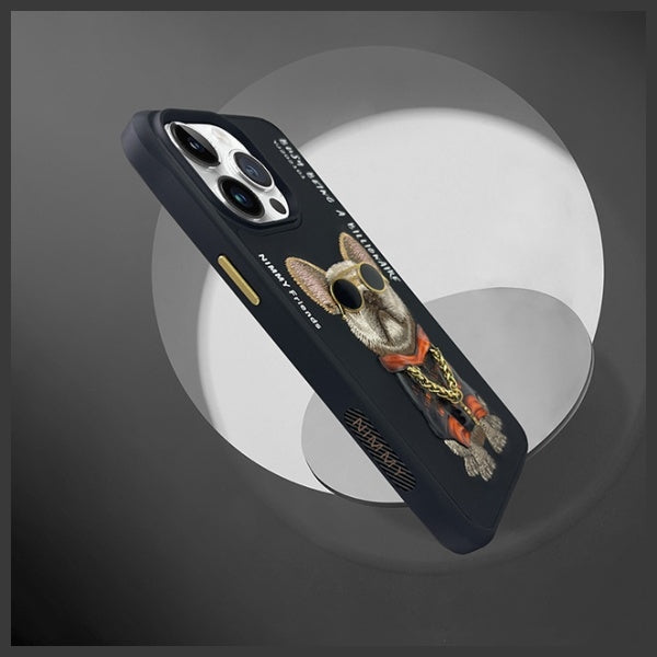 Nimmy Glasses Cool Dog Case for iPhone 15 Pro - Black