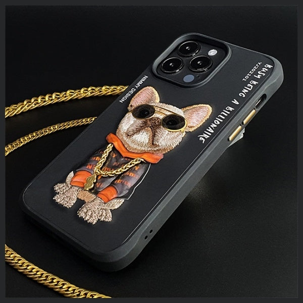 Nimmy Glasses Cool Dog Case for iPhone 15 Pro - Black