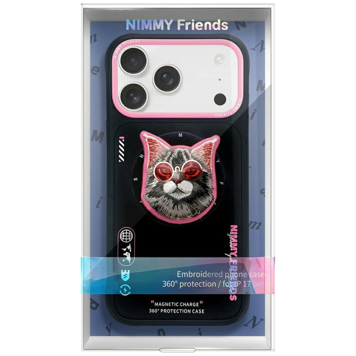 Nimmy Glasses Cool Cat MagSafe Case for iPhone 17 Pro Max - Black and Pink